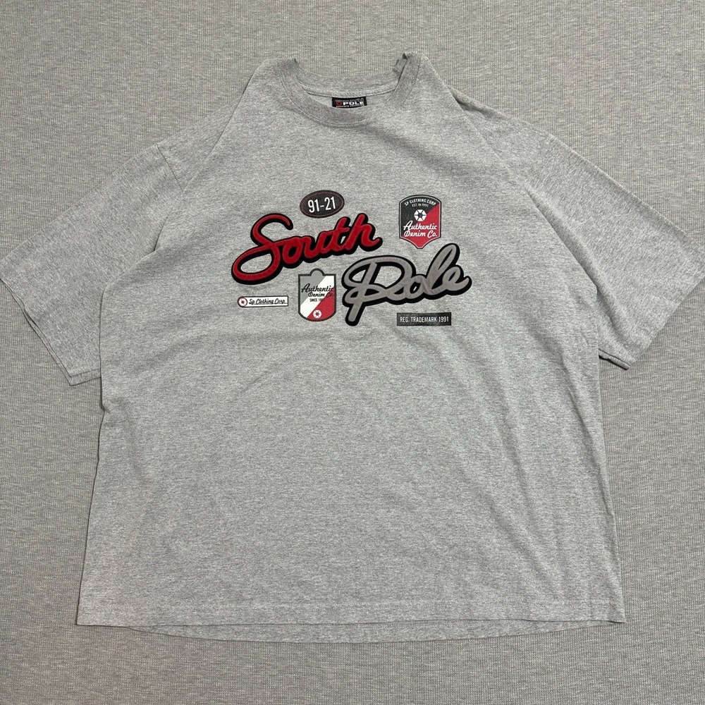 Y2K Southpole Authentic Collection Script Badge Crewneck Sweatshirt Gray 2XL